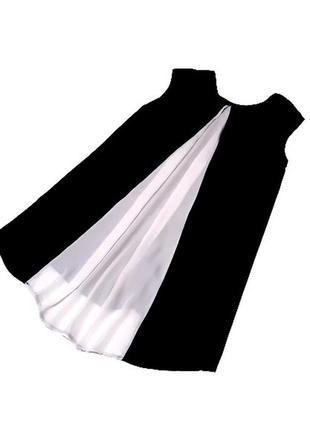 Новое черное платье с белым шлейфом, l-xl