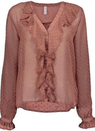 Прозрачная блуза блузка пыльно розовая