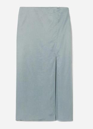 Новая юбка миди h&amp;m, размер s (8), цвет серо-мятный