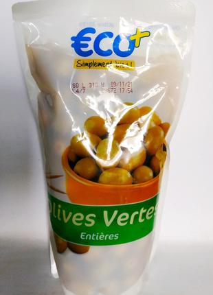 Зеленые оливки греческие с косточкой Eco+ 400гр (Франция)