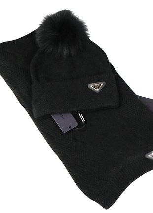 Теплый зимний набор шапка+шарф