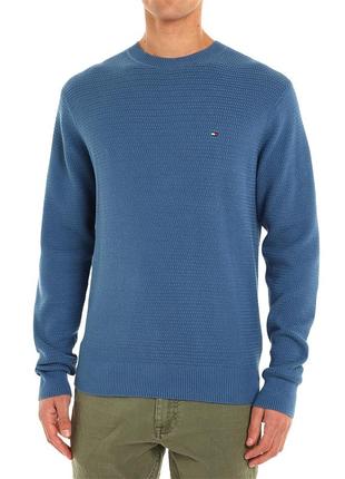 Синий хлопковый легкий свитер