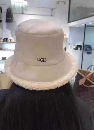 Панама тедди женская зимняя теплая двухсторонняя ugg бежевая