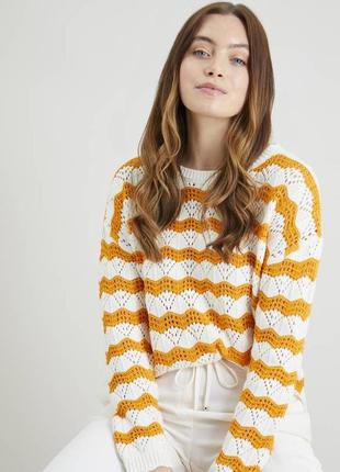 Брендовый свитер ажурной вязки "tu". размер uk12.