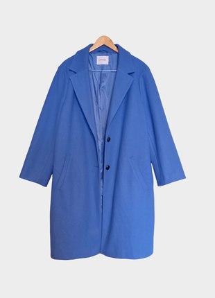 Демисезонное пальто голубого цвета на 58/60 размер