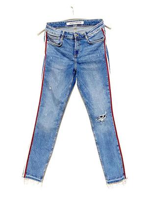 Mex 30 eur 40 zara джинсы высокие голубые стрейчевые рваные с ...