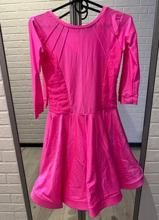 Конкурное платье для бальных танцев розовое