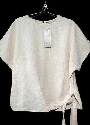 Стильная летняя хлопковая блузка из муслина р.12-14