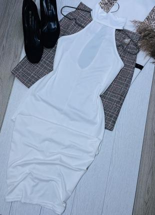 Біла сукня m плаття міді плаття з вирізом на спині