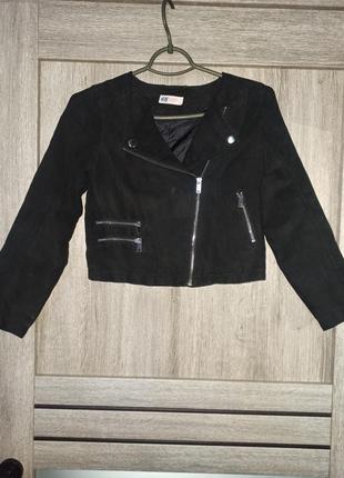 Пиджак жакет замшевый черный косуха куртка для девочки 146