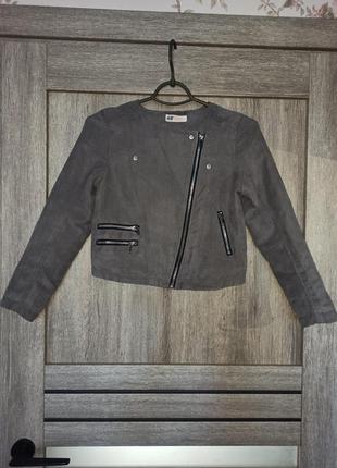 Пиджак жакет замшевый серый косуха куртка для девочки 146
