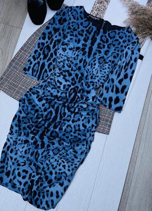 Шелковое платье dolce&gabbana xs платье в леопардовый принт ко...