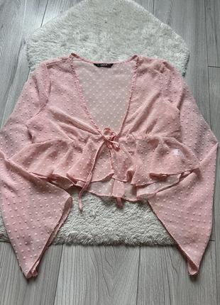 Топ блуза легкая накидка на завязках розовая
