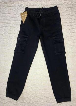 Демисезонные джинсы для мальчика черные рост 146