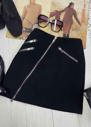 Новая чёрная короткая юбка xs s юбка на запах