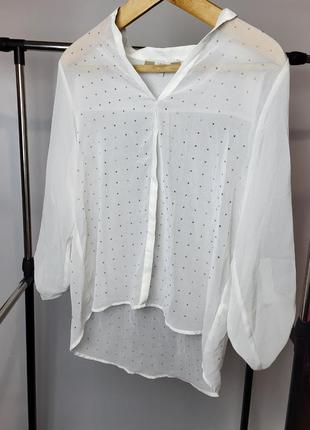 Белая прозрачная блуза с камнями