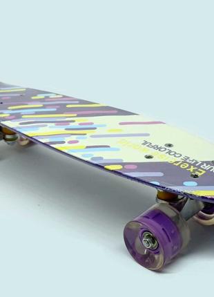 Скейт Пенниборд "Best Board" фиолетовый, колеса PU, светятся, ...