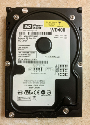 Жёсткий диск (винчестер) Western Digital WD400 Black 40Gb IDE.