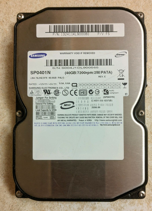 Винчестер IDE Samsung SP0401N (40Gb / 7200rpm / 2Mb Cache / PATA)