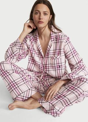 Женская пижама (штаны+рубашка) victoria's secret flannel м роз...