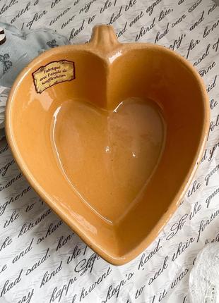 Винтажная форма для выпечки керамика франция сердце сердечко