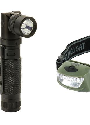 M-tac комплект ліхтар налобний ліхтар ручний поворотний Г-обра...