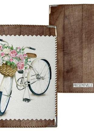 Обложка на паспорт велосипед с цветами