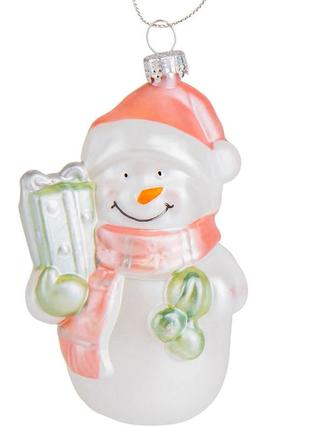 Елочная игрушка "снеговик с подарком"