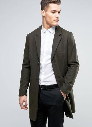 Мужское классическое пальто asos новое шерстяное пальто хаки м...