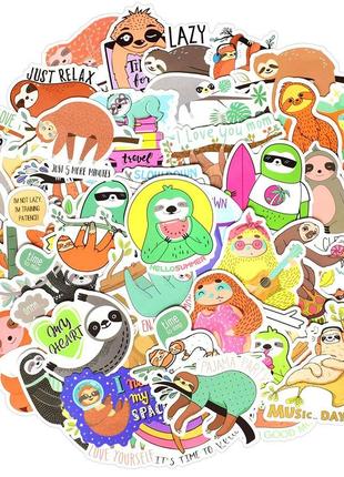 Набор виниловых наклеек стикеров Стикербомбинг Sloth 50шт