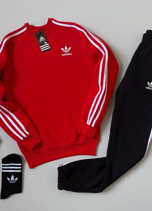 Костюм спортивный Adidas: свитшот-штаны красно-черный мужской