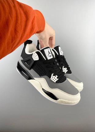 Чоловічі кросівки nike air jordan 4 retro fleece black gray