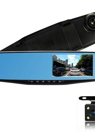 Автомобильный видеорегистратор-зеркало L-9002, LCD 4.3'', 2 ка...