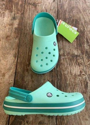 Крокс крокбенд клог мьятні crocs crocband clog new mint/tropic...