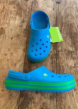 Крокс крокбэнд клог синие с зеленым crocs crocband clog ocean/...