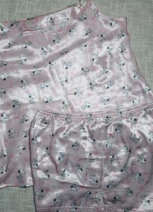 Пижама с принтом snoopy ( снупи). атласная пижама на рост 158-164