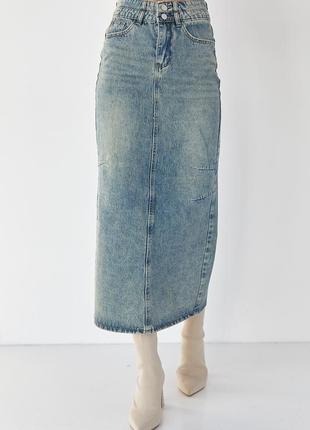 Джинсовая юбка макси в винтажном стиле