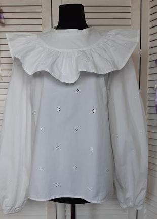 Натуральная белая блуза в бохо, этно стиле, вышивка ришелье, п...