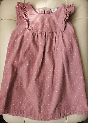 Платье розовое в капленке h&amp;m, 92 размер