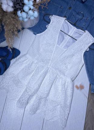 Белая кружевная блуза reserved xs s блуза с баской блуза с выр...
