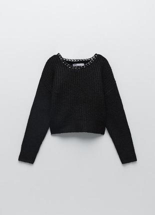 Черный базовый шерстяной свитер zara (шерсть и альпака)