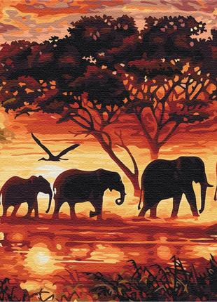 Картина по номерам Слони в савані