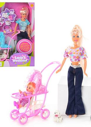 Игровой кукольный набор “кукла с малышом и коляской” defa lucy...