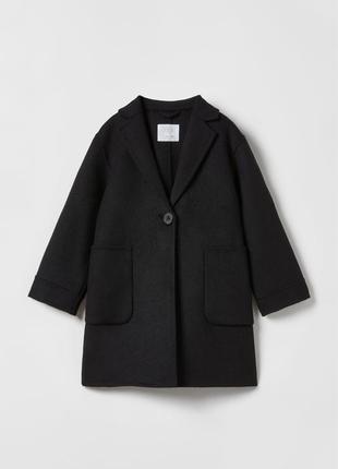 Шерстяное черное пальто zara на девочку 13-14 лет