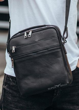 Кожаная мужская черная сумка Tiding Bag 711511