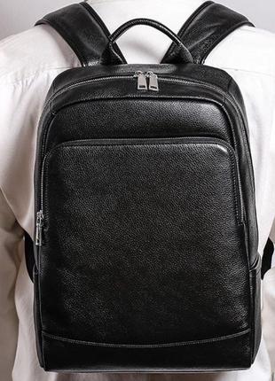 Мужской рюкзак из натуральной кожи Tiding Bag B2-884371A черный