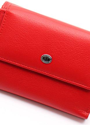 Красный женский кошелек из натуральной кожи небольшого размера...