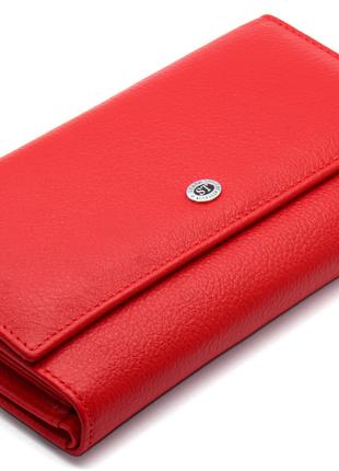 Красный классический кошелек из натуральной кожи с блоком для ...