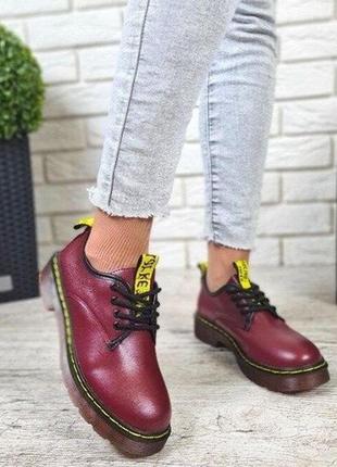 Женские туфли бордовые удобные из эко кожи