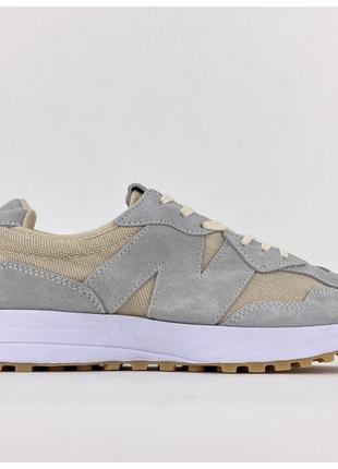 Женские кроссовки New Balance 327 Beige Grey, серые замшевые к...